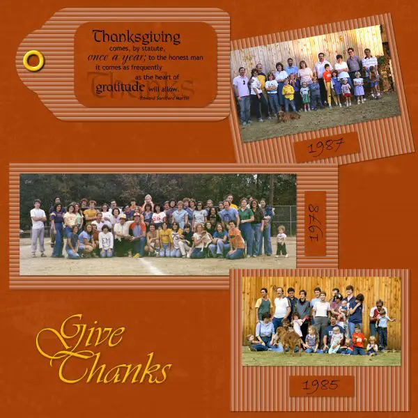 Have each member of the family make their own Thanksgiving scrapbook page, 