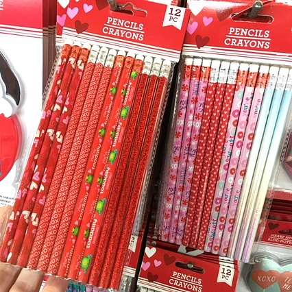 These are the pencils I chose for our handmade Valentine gift baskets to give my son's teachers.