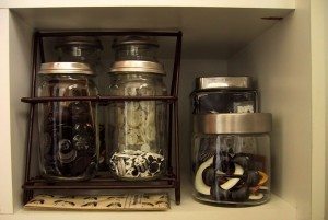 Using craft jar to store craft supplies like ribbons. photo by The Shopping Sherpa on Flickr