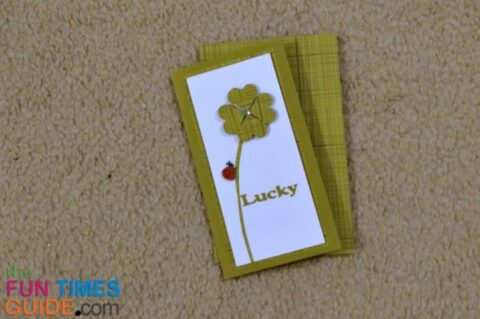 lucky irish ladybug handmade st patrick's day card and matching envelope
